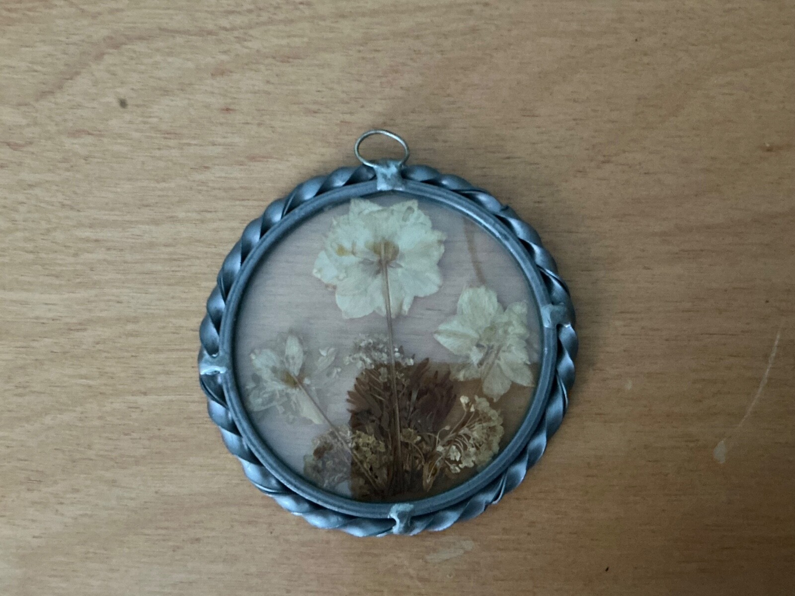 Vintage Lasting Impressions Real Dried Pressed Flowers Glass w Lead? Frame USA