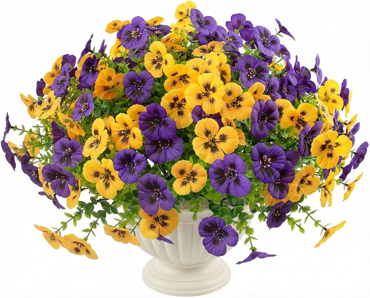 18 Pcs Artificial Fake Pansy Flowers for Outdoor, Faux UV Resistant Silk Pansies