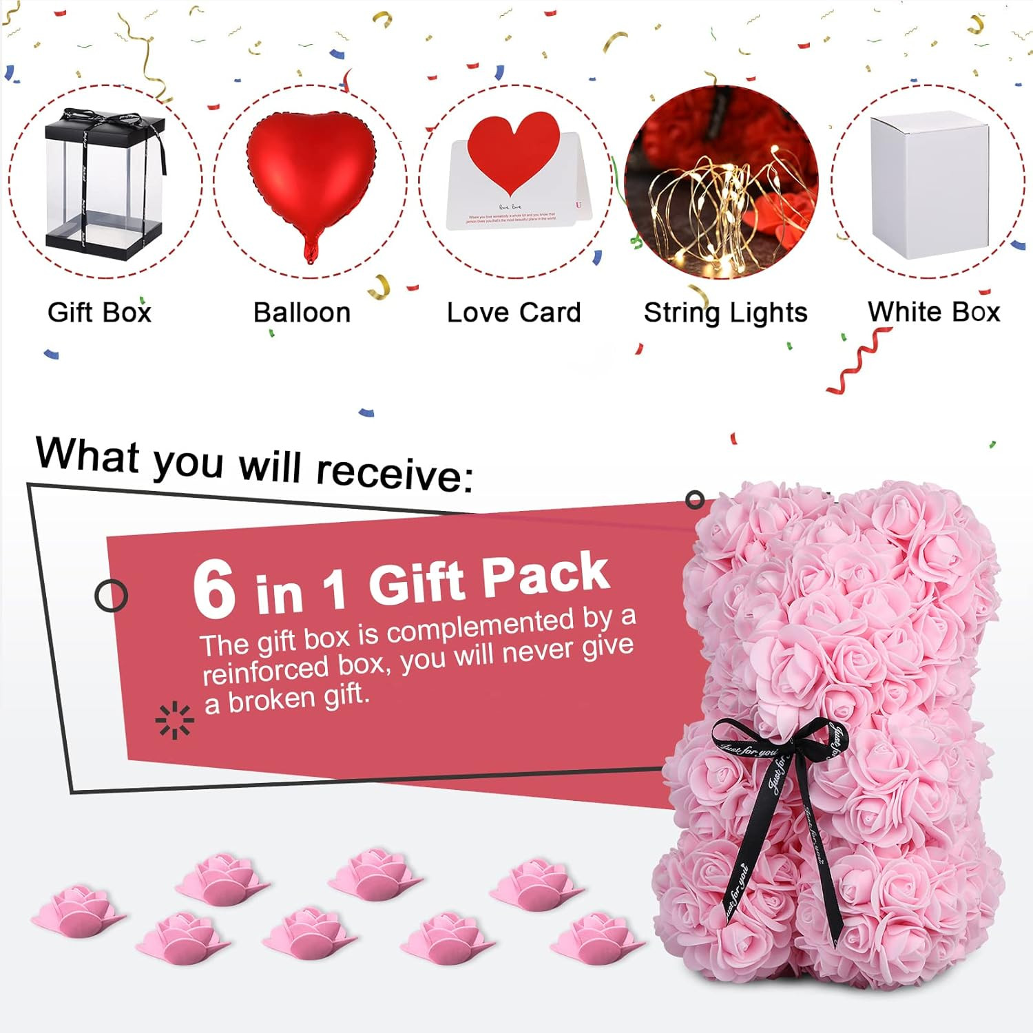 Rose Bear Mother’S Day Flower Gifts for Mom Grandma, Rose Teddy Bear