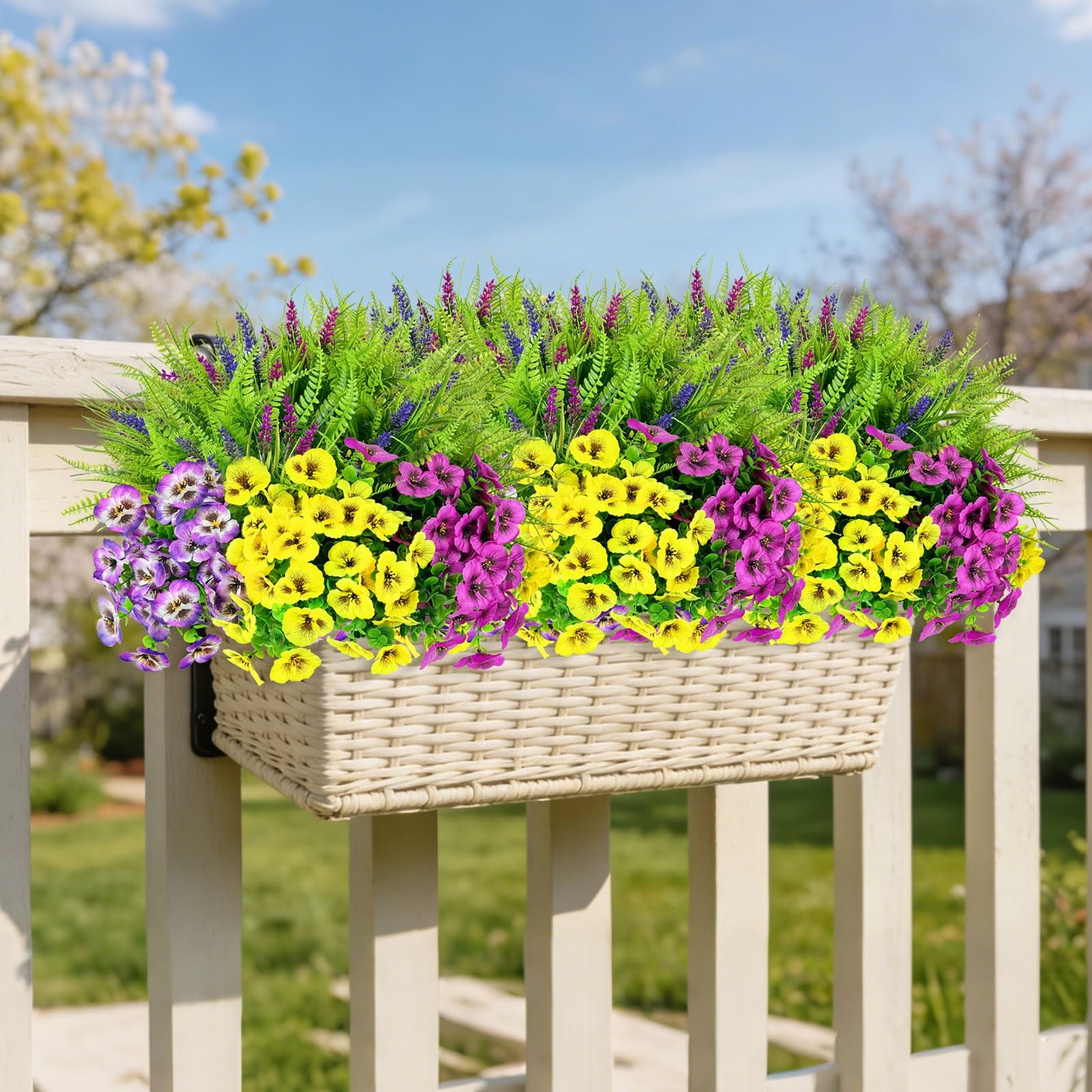 20 Bundles Artificial Flowers Fake Plants for Outdoors Decor-3 Colors