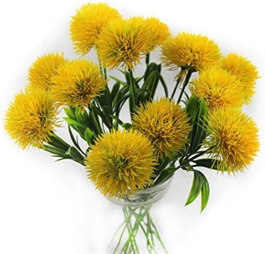 Low Maintenance 10 Pcs Yellow Dandelion Artificial Flowers for -Round Beauty