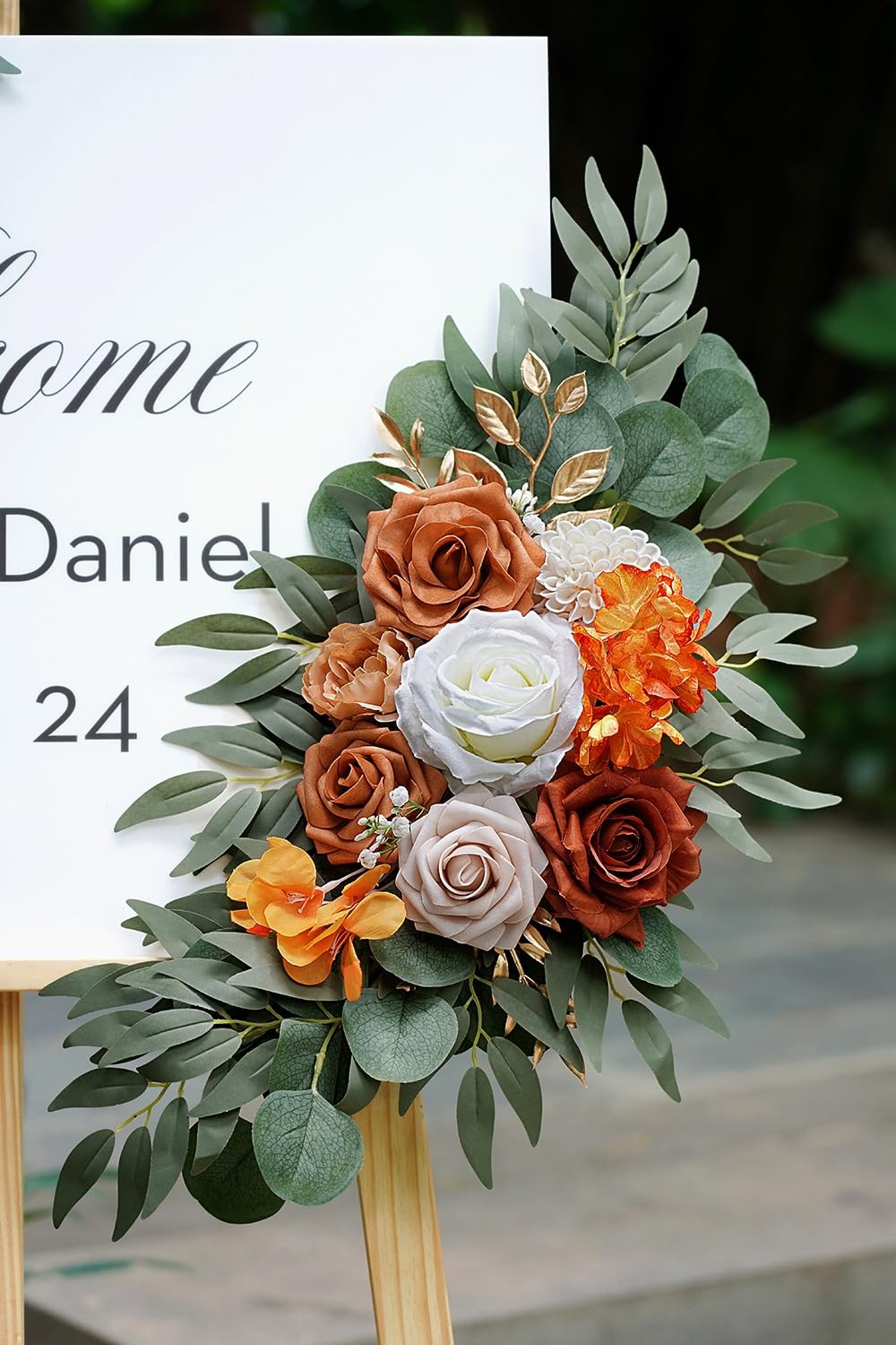 Artificial Flower Swag Set Of 2 Burnt Orange Wedding Arch Welcome Decor