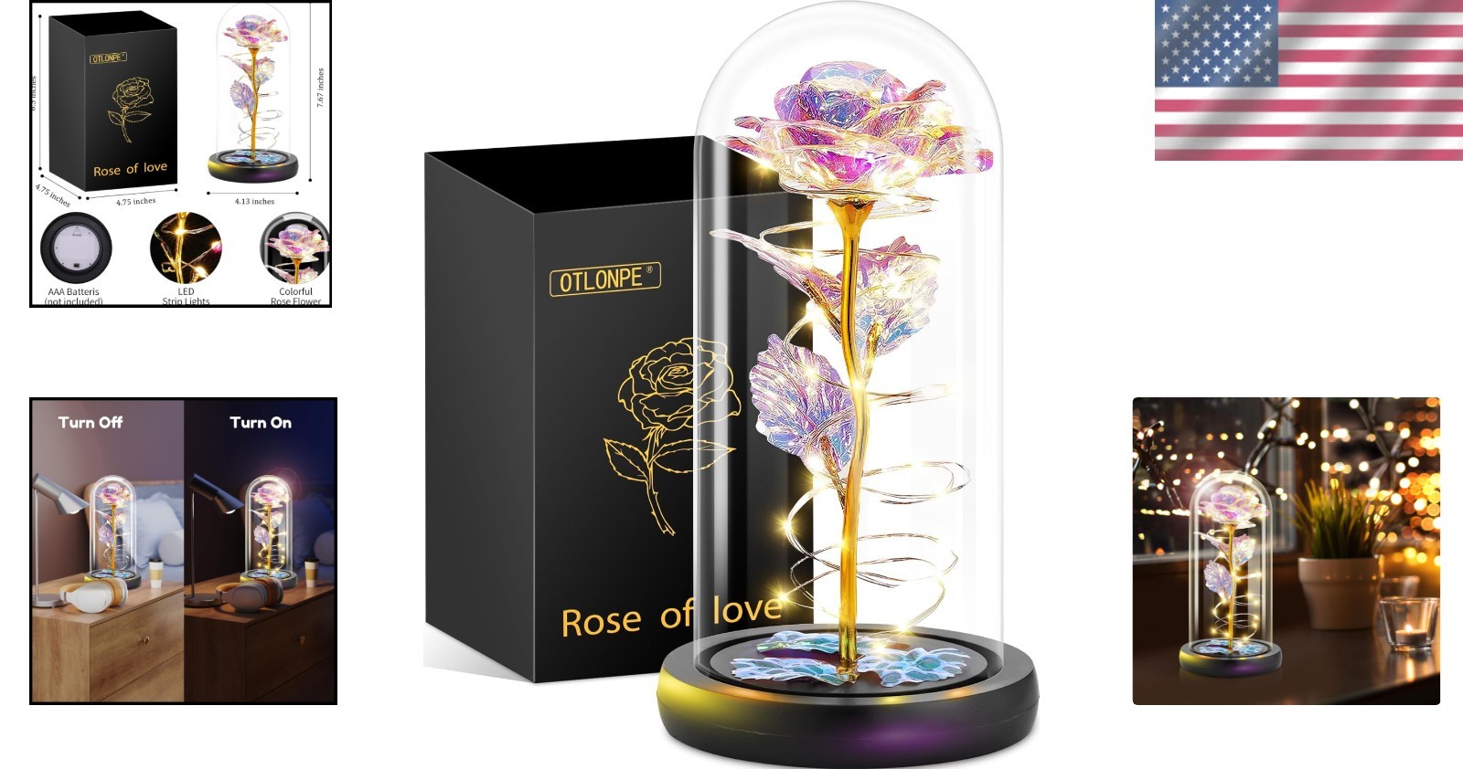 Colorful Handcrafted LED Rose Keepsake – Ideal for Valentine’s & Mother’s Day