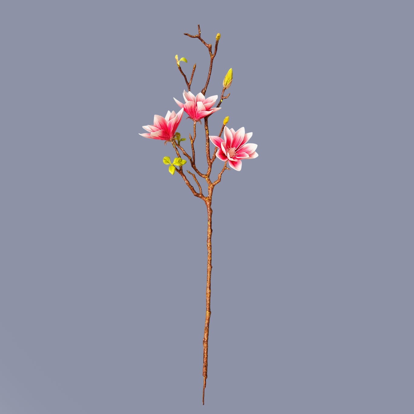 3Pcs-Artificial Magnolia Flowers, 9 Blooms, Long Bendable Stems for Décor