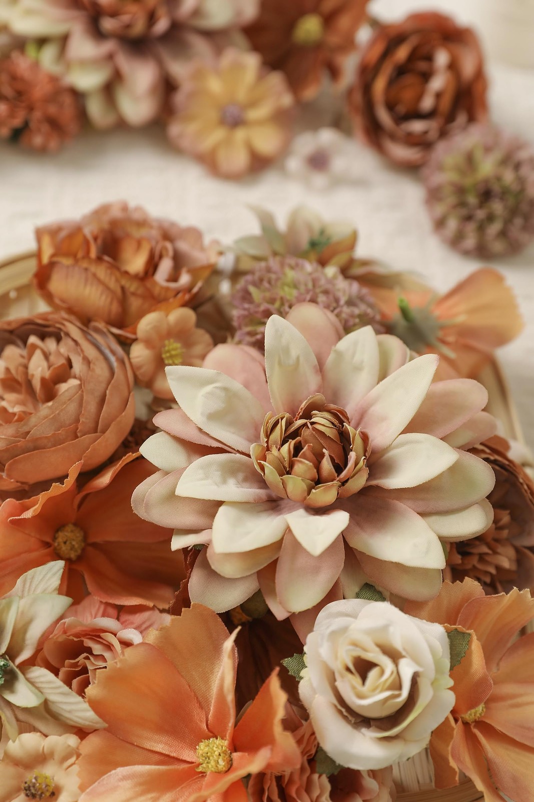 Fake Flower Heads Bulk – Coffee Silk Daisy & Rose Fall Artificial Flower for …
