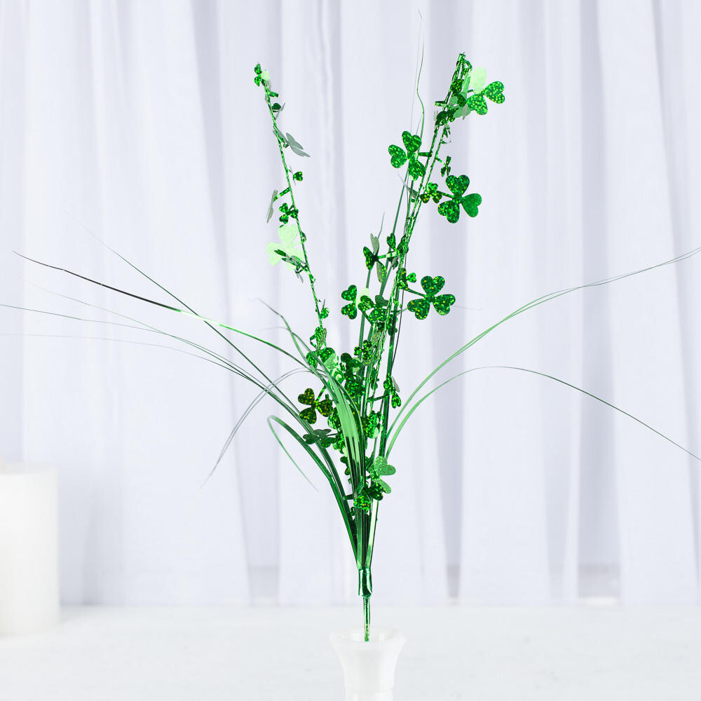 Package of 12 Holographic Green Shamrock St Patrick’s Day 19-1/2″ Sprays