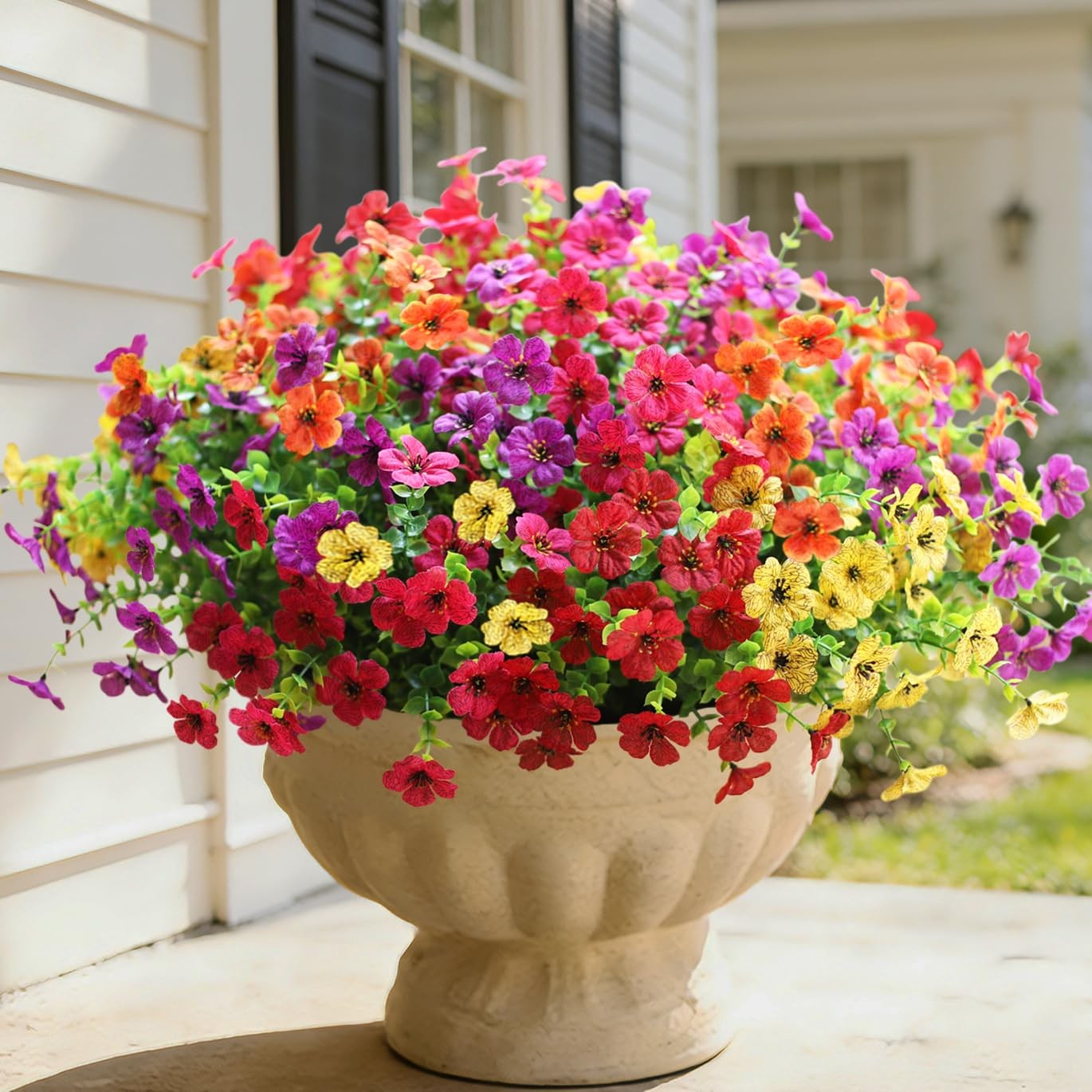 Artificial Flowers for Outdoors, Fake Faux Plants Outside Realistic Spring Su…