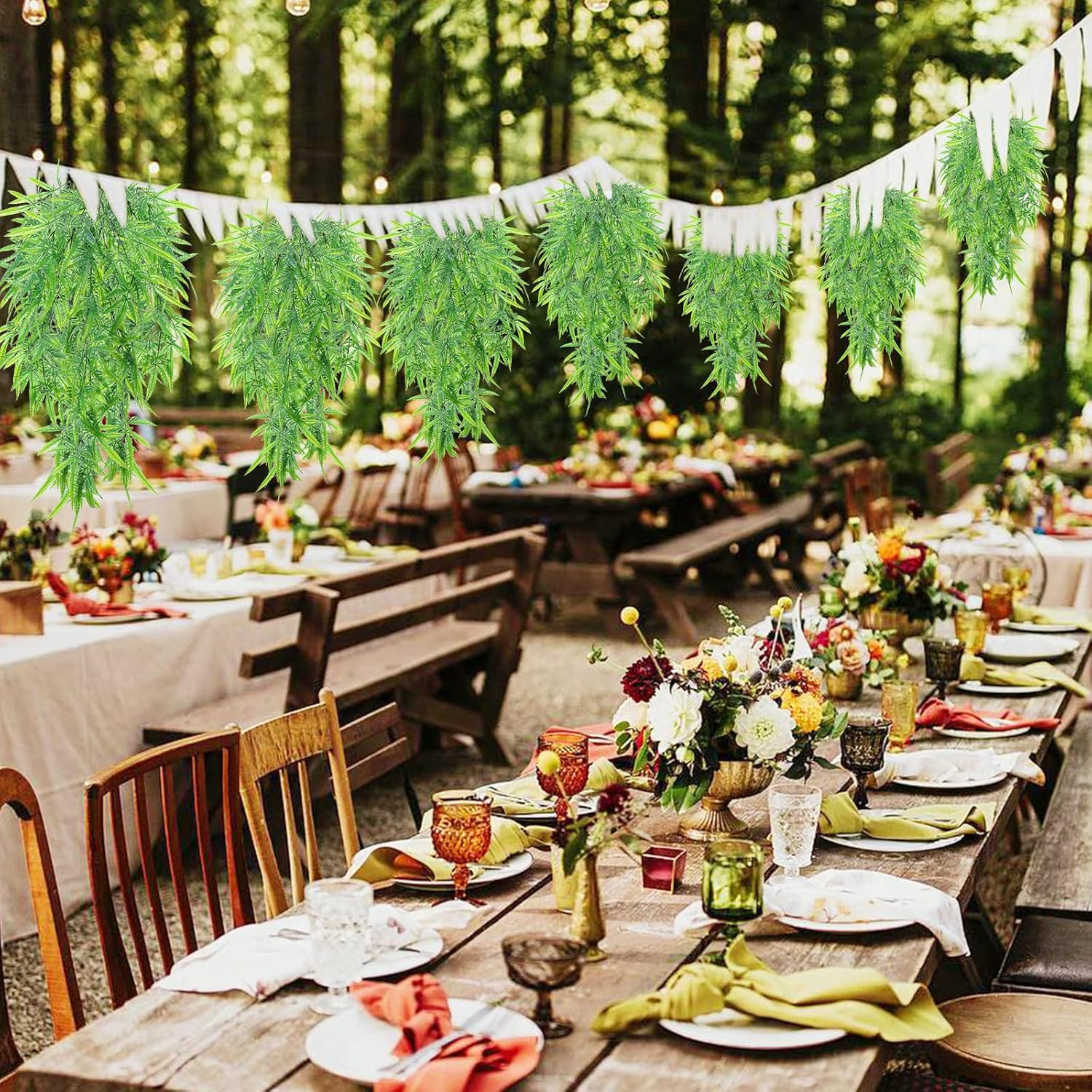 Garland Hanging Vines 3 PC Artificial Leaves Fake Greenery Faux Plants Realistic