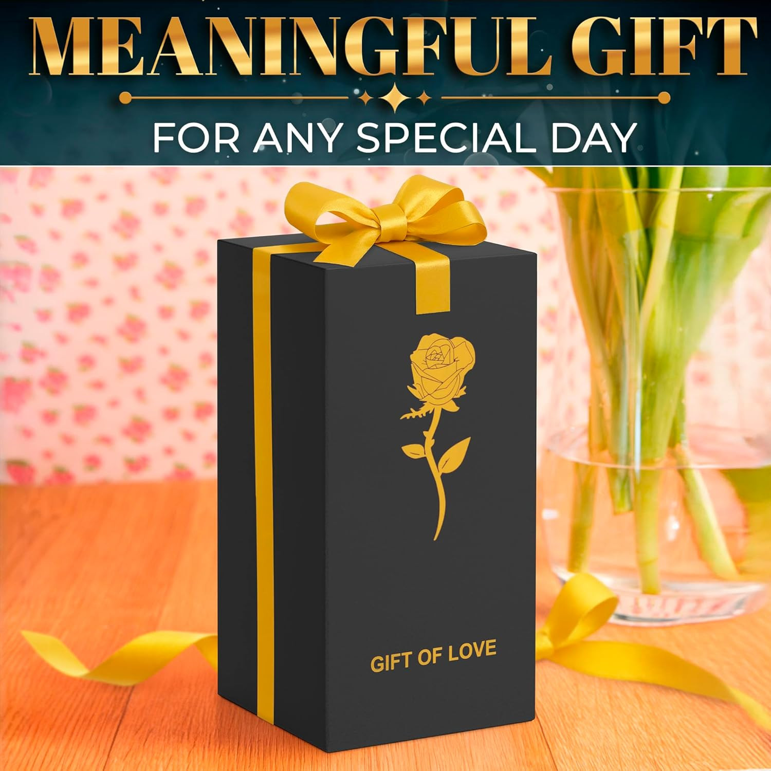 LED Light up Rose in Glass Dome in Gift Box for Mom & Grandma, Birthday Gifts fo