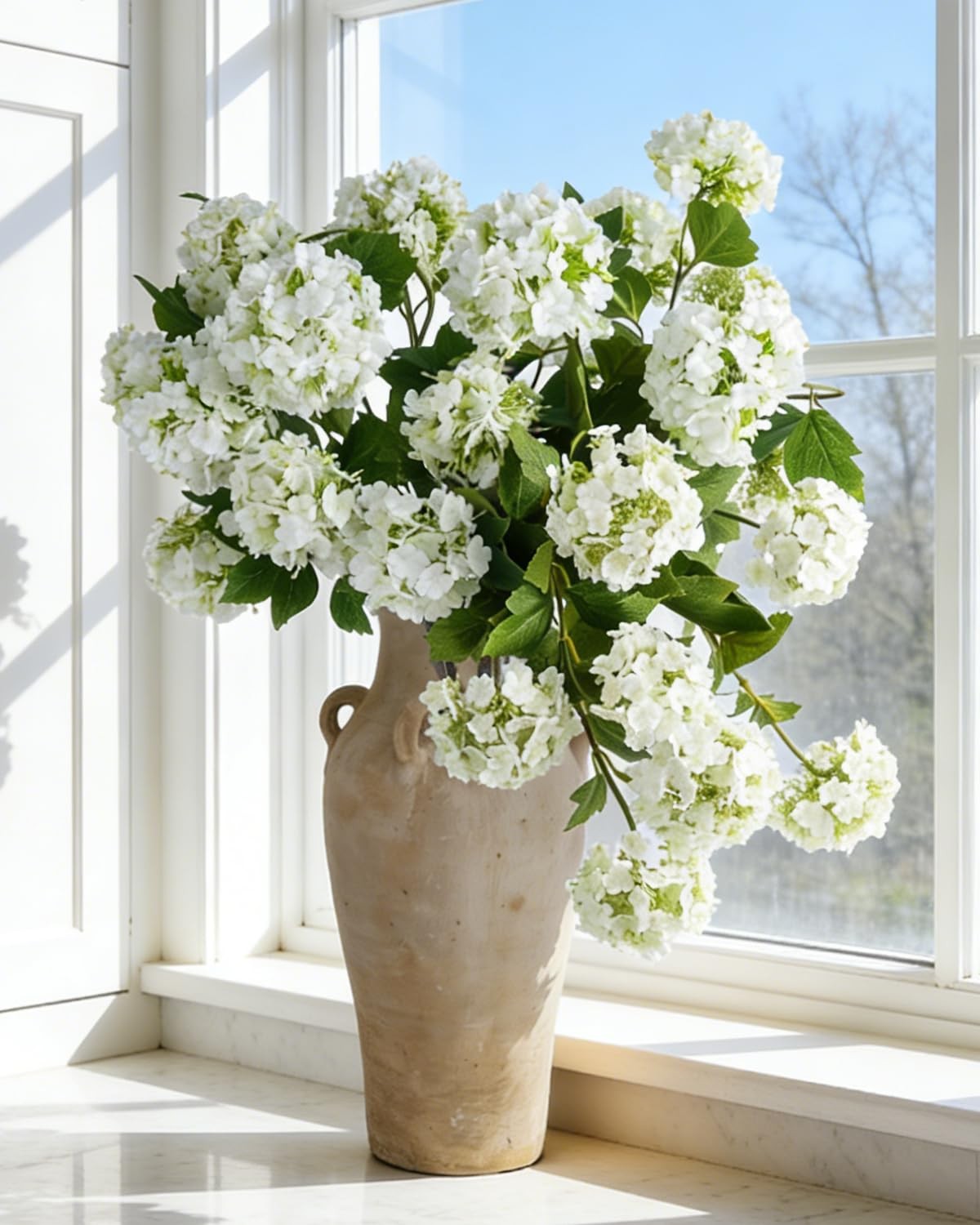 6 Pcs Hydrangea Artificial Flowers – 32″ & 26″ Faux Long Stem with 24 Realist…