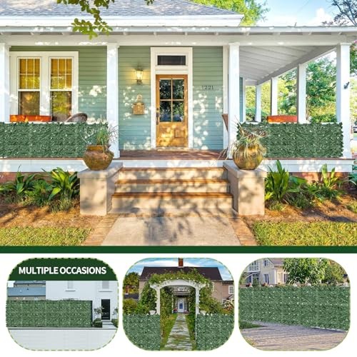 Artificial Ivy Privacy Fence Screen,UV 39.4″x158″ Green Sweet Potato Leaves