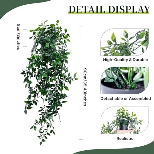 Artificial Hanging Plants for Shelf, Fake Potted Greenery 1-pack Mandala Vines