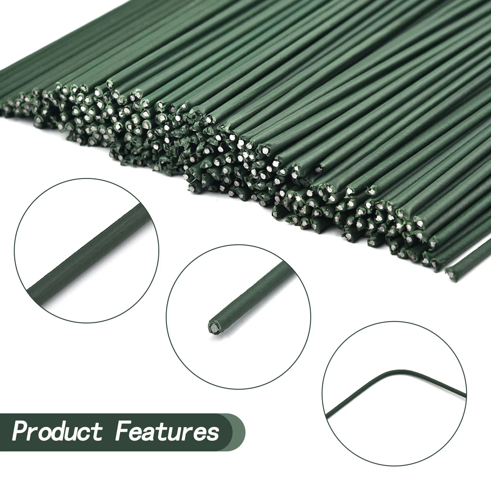 Artificial Green Flower Stems Flexible Wire for DIY Floral Arrangements