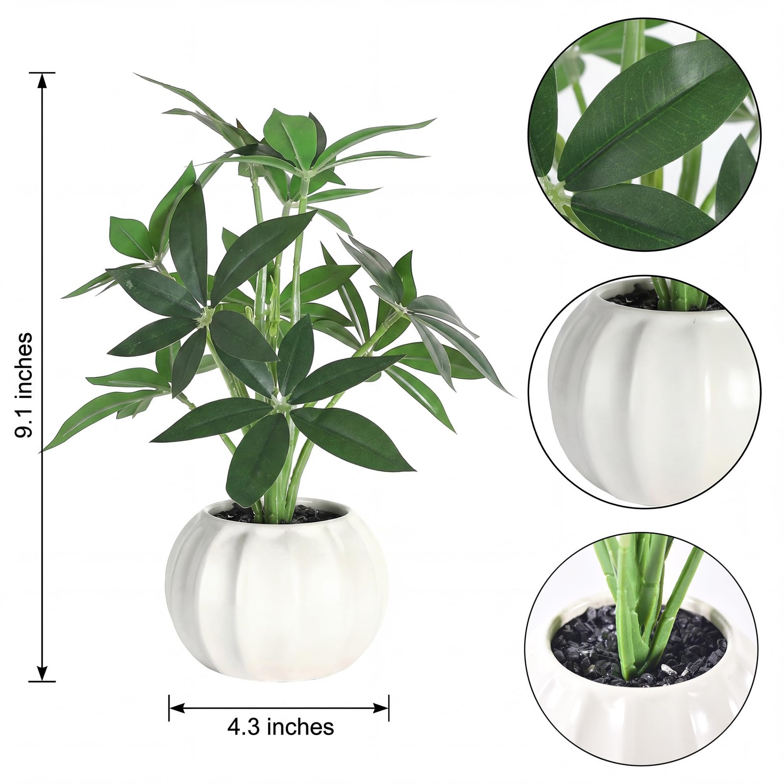 Artificial Plants Stems with Vase, 9.1” Fake Plants for Home Decor, Coffee Ta…