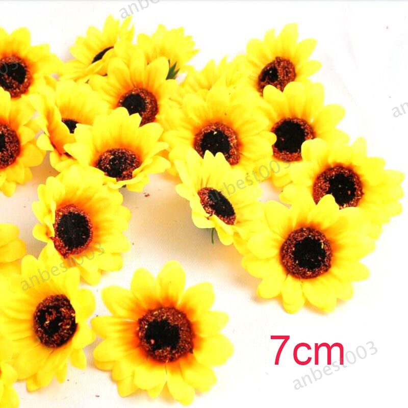 7cm Mini Silk Sunflower Artificial Fake Flowers Head For diy Wedding Party