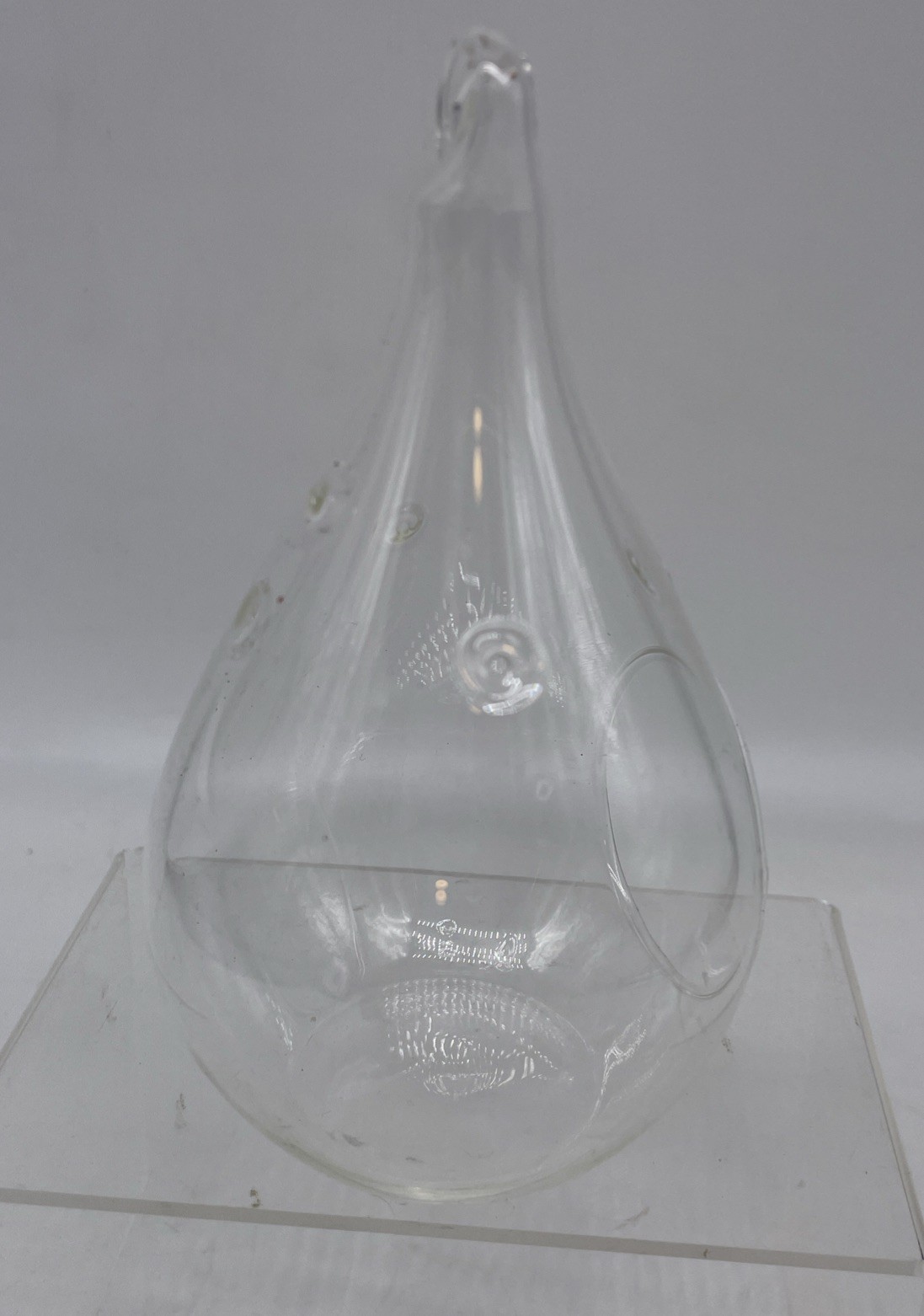 6 Blown Glass Teardrop Hanging Plant Terrarium 5” Clear EUC