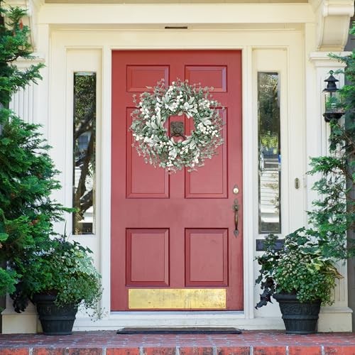 Artificial Greenery Leaves Wreath for Front Door 22 Inch Greenery Lambs Ear