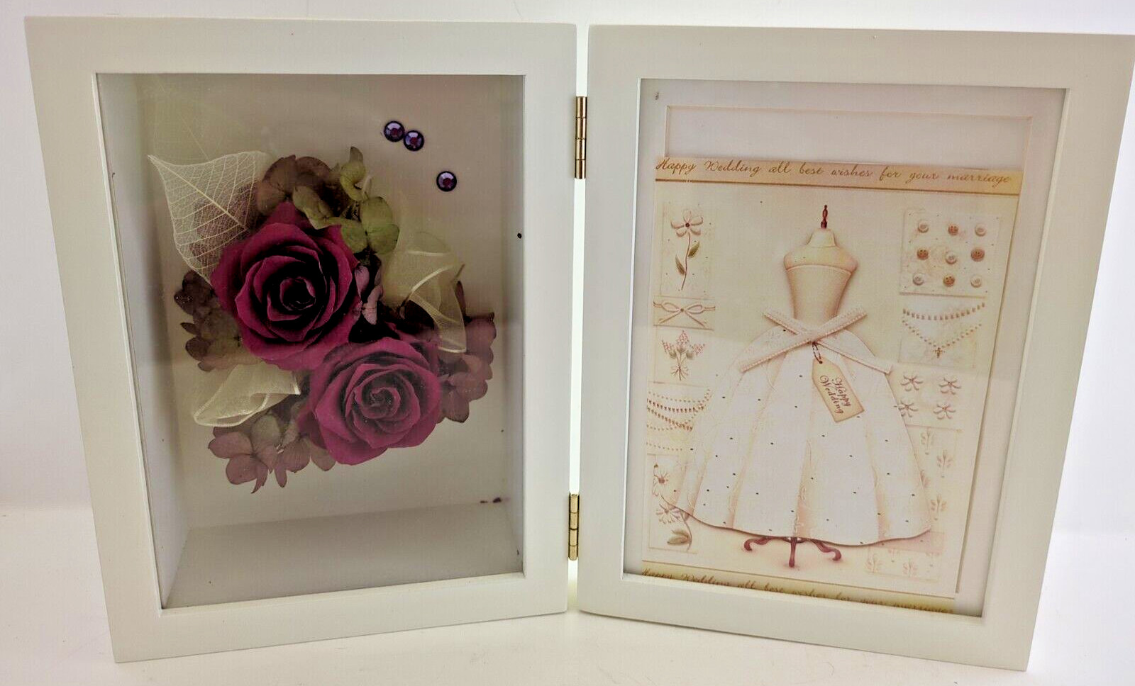NEW 7″ X 5″ Happy Wedding, Valentine, Birthday, Shadow Box with Roses