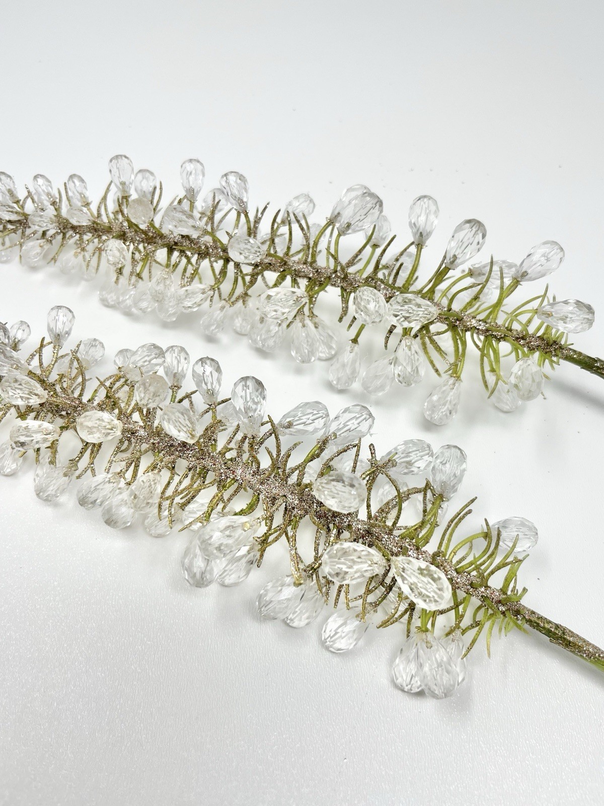 Lot 2 Foxtail Lily Flower Stems Approx. 25” Long Acrylic/Plastic Buds Glitter