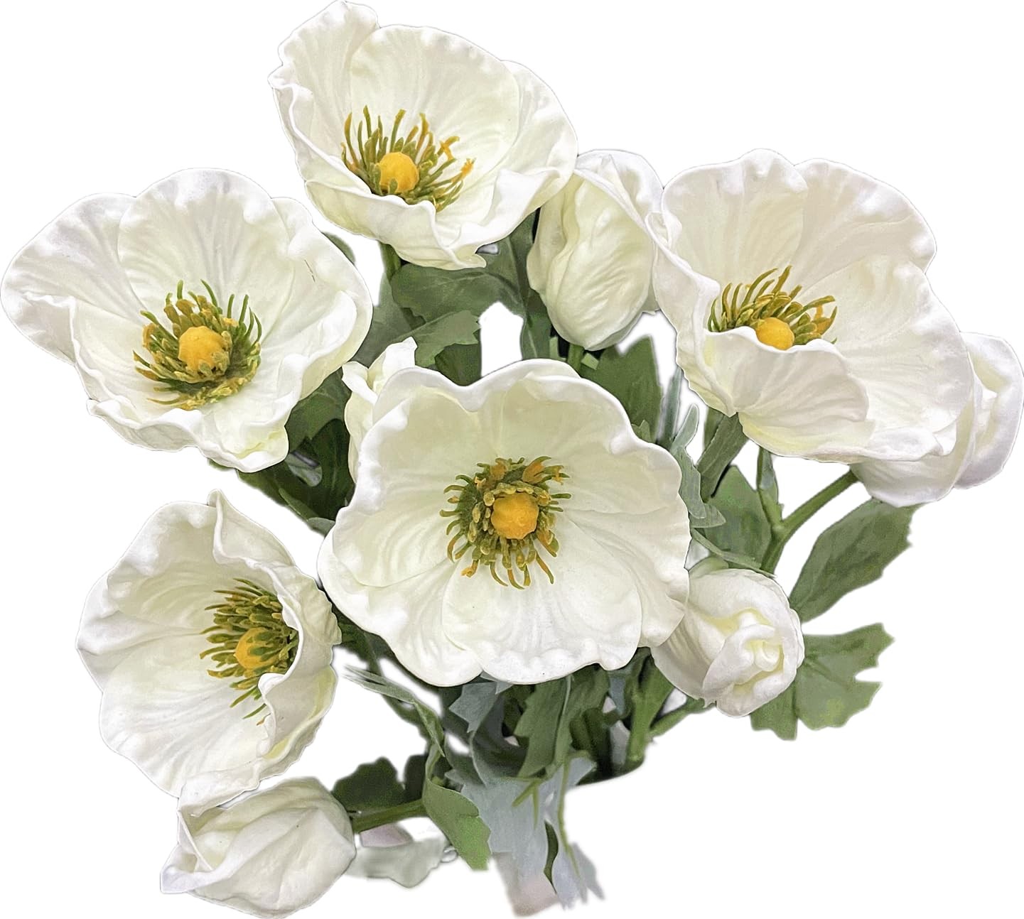 5 PCS White Artificial Real Touch PU Anemone Flower Bouquet Room Home Decor