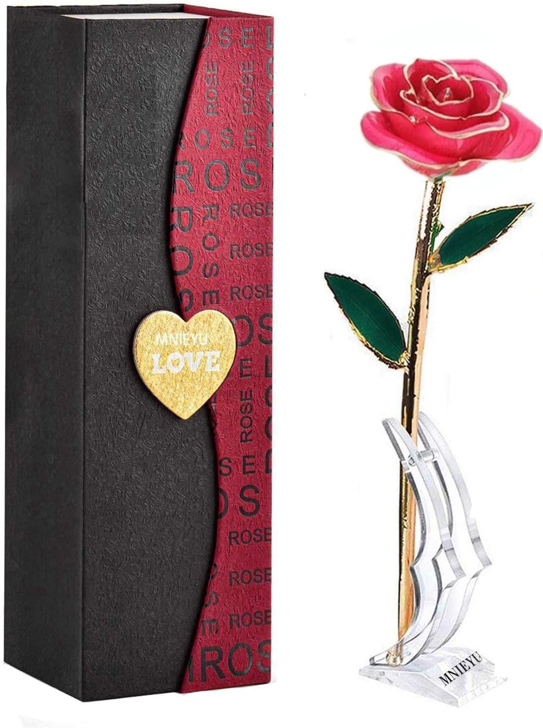 24K Plated Gold Dipped Real Rose with Stand – Forever Gift for Her