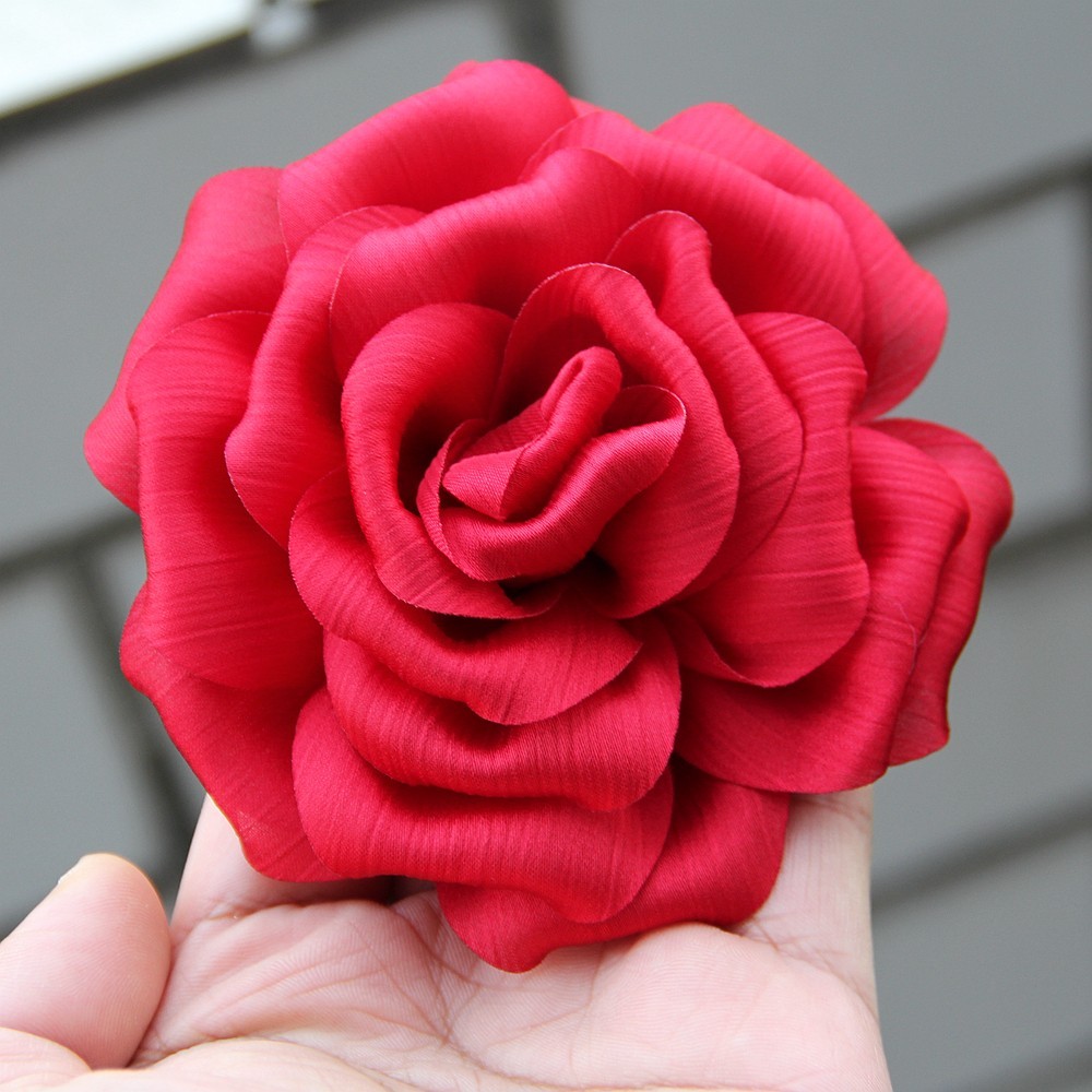 10cm Fashion Handmade Fabric Rose Flower for Women Accessories Wedding Party
