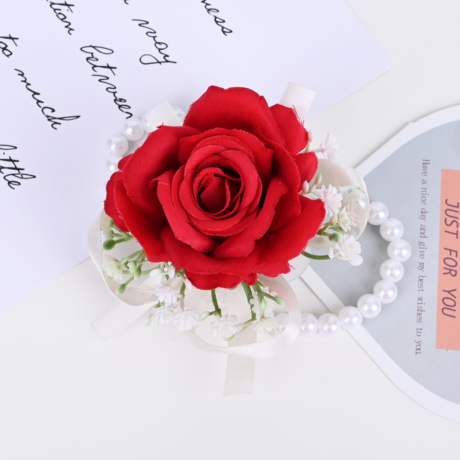 2 Pieces Party Prom Homecoming Artificial Rose Wrist Corsage and Boutonniere …