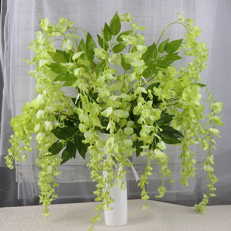 12PCS Artificial Fake Wisteria Vine Ratta Hanging Garland Silk Flowers Decor