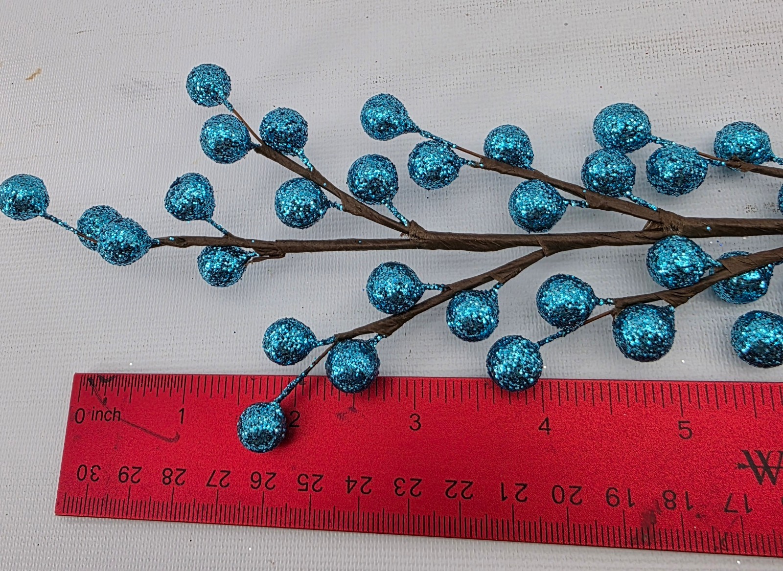 Glitter Berry Picks Peacock Blue Lot of 19 Stems 16″