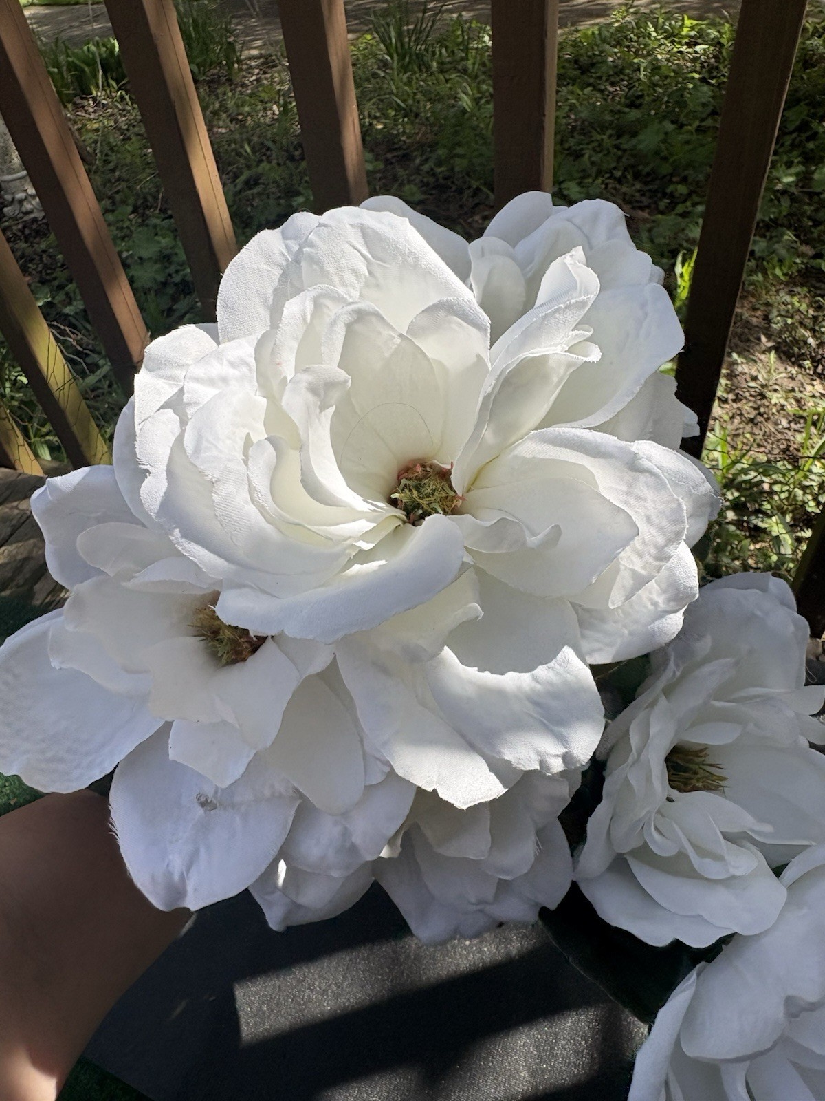 Set of 7 Artificial Magnolia Flowers 22” stem faux Real Touch Velvet Smooth