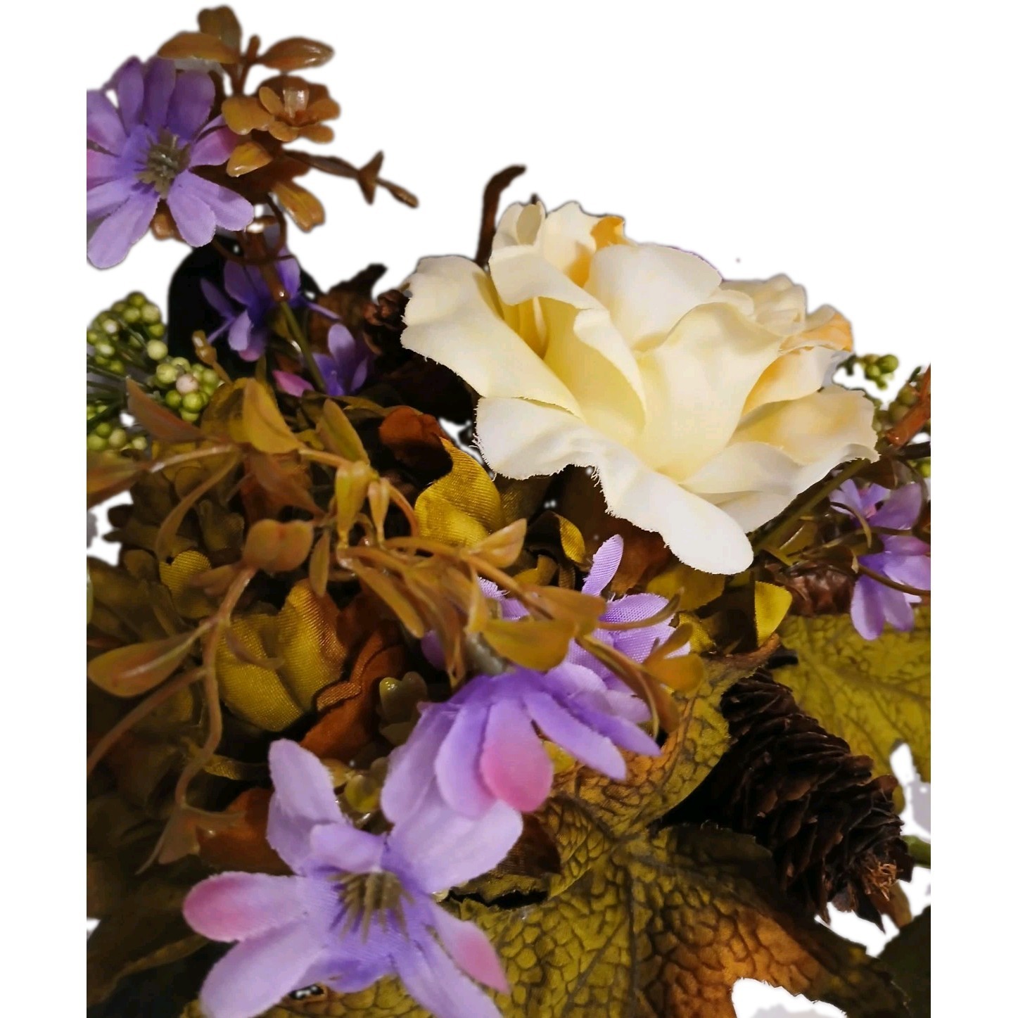 English Yellow Rose Autumn Floral Arrangement Dark Academia Bouquet Ceramic Vase