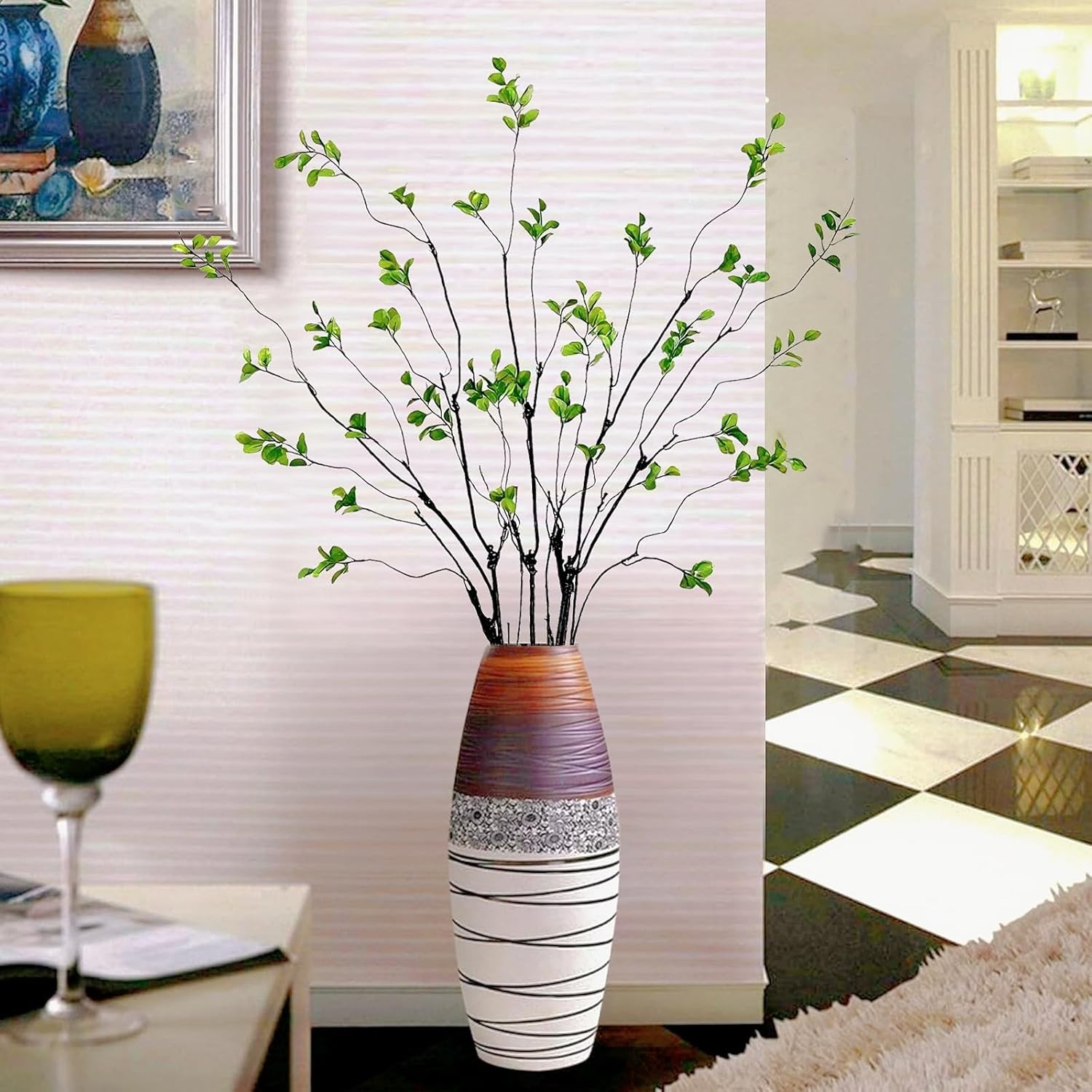 Faux Ficus Branches 4 Pcs Artificial Ficus Stems Eucalyptus Faux Greenery Decor