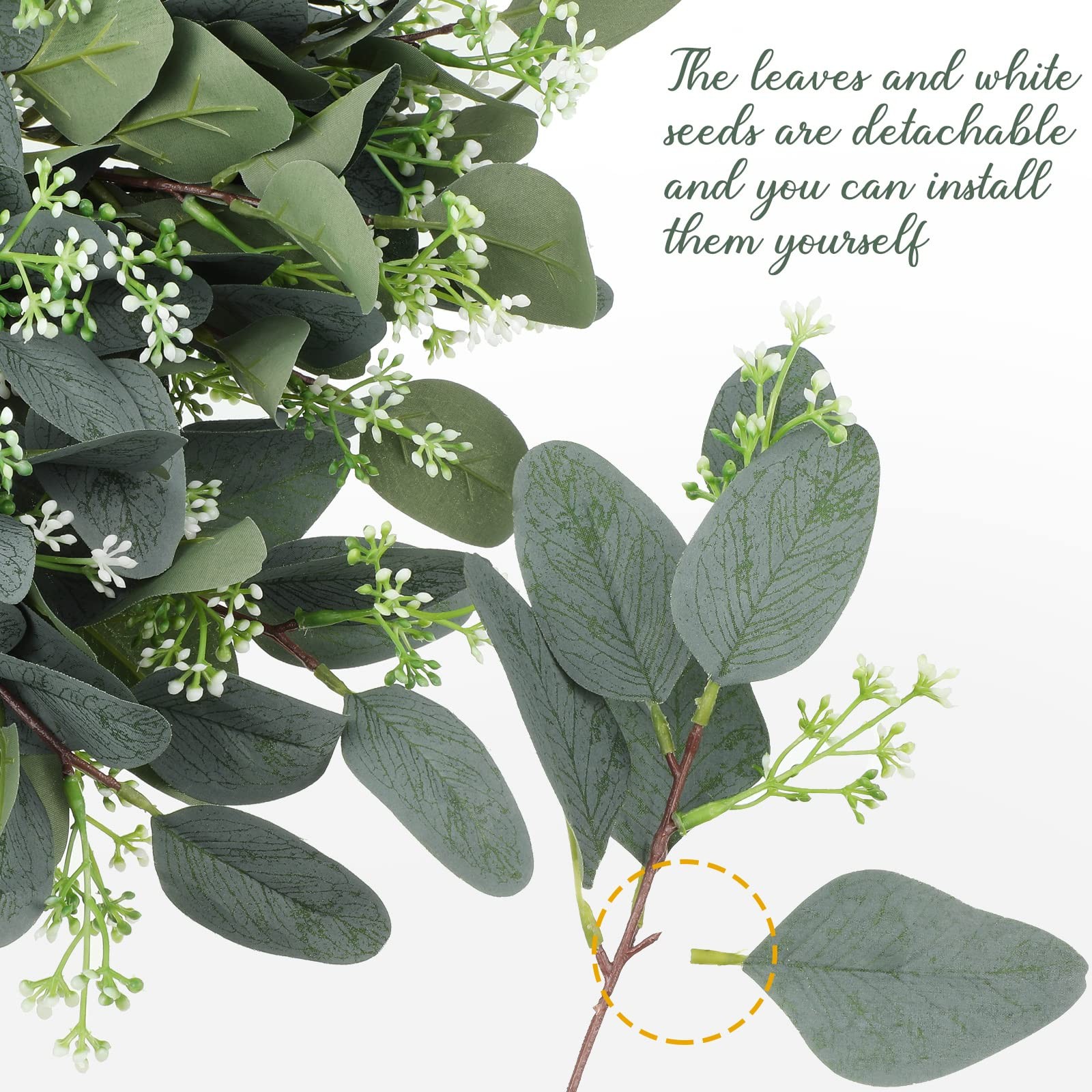 100 Pcs Mixed Eucalyptus Leaves Stems Bulk Artificial Eucalyptus Leaves Artif…