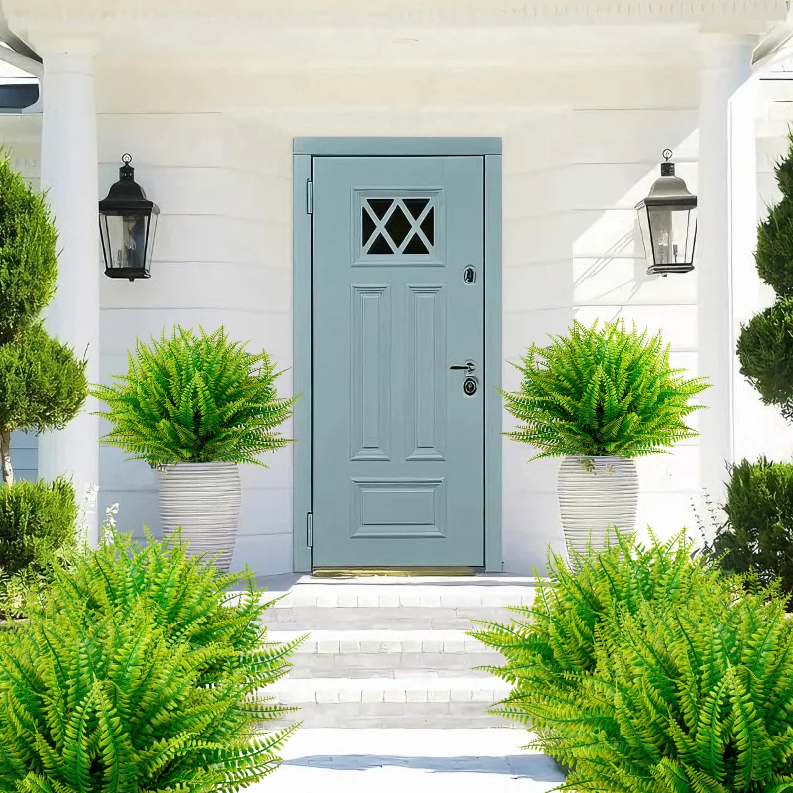 Decor 12 Bundles Artificial Boston Ferns Artificial Plants Outdoor Greenery Stem