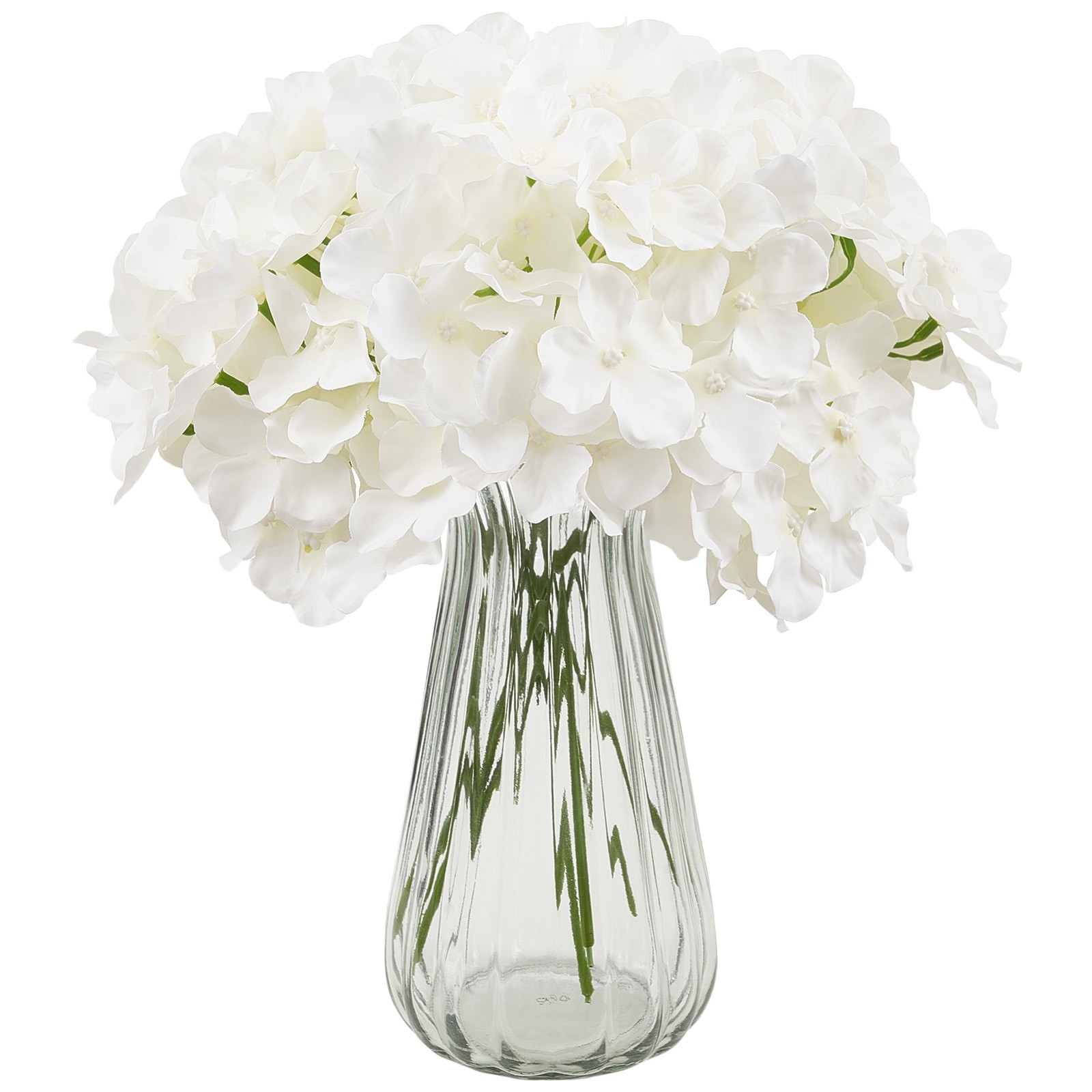 65 Pcs Artificial Silk Hydrangea Flowers 9.8 In Bouquet Arrangement White