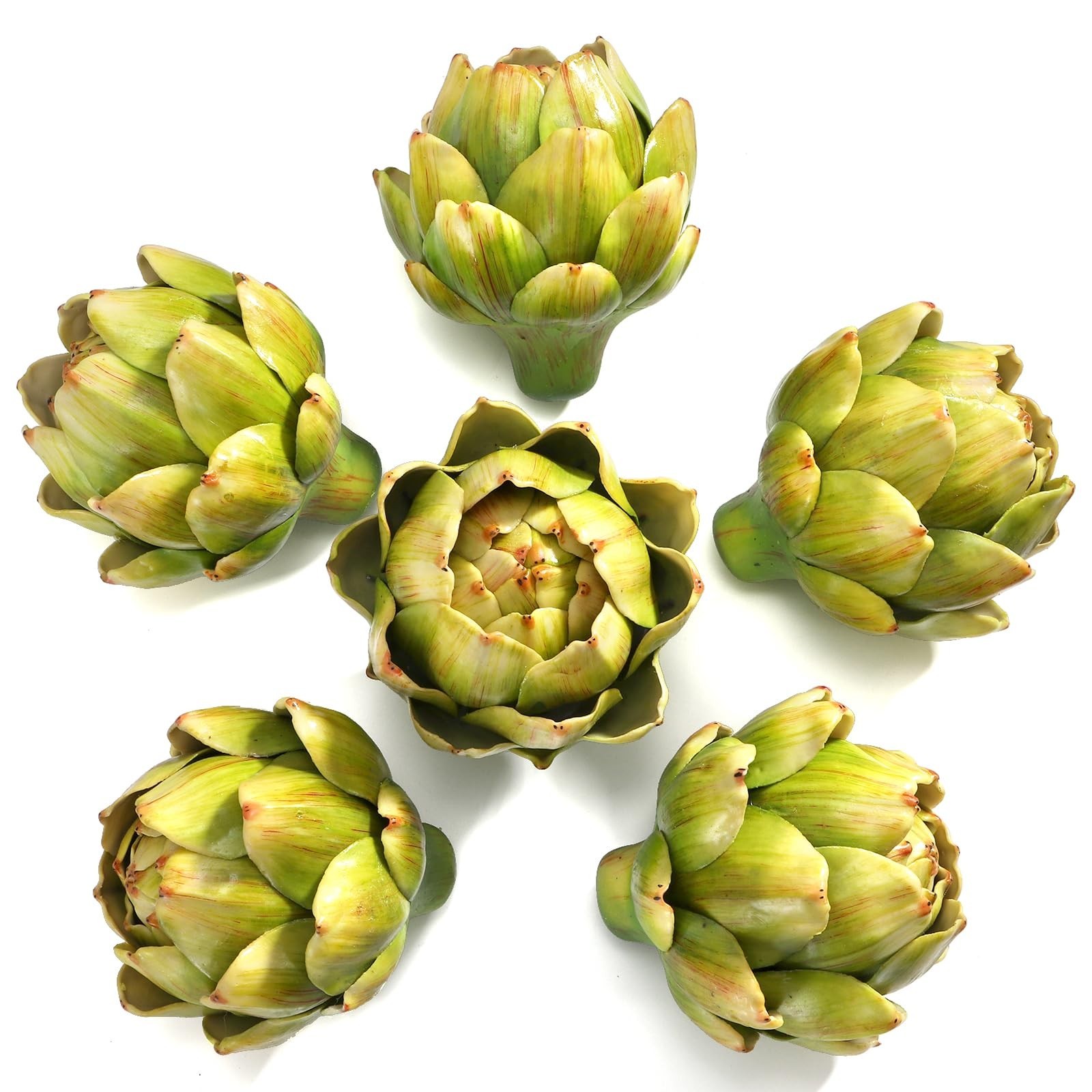 6 Pack Large Green Artificial Artichokes – Faux Vegetables for Home, Kitchen, We