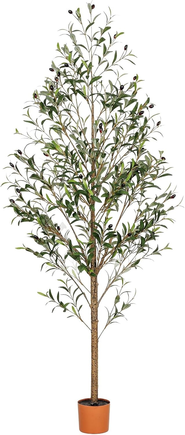7FT Artificial Olive Tree Indoor Tall Realistic Faux Olive Tree with Plastic