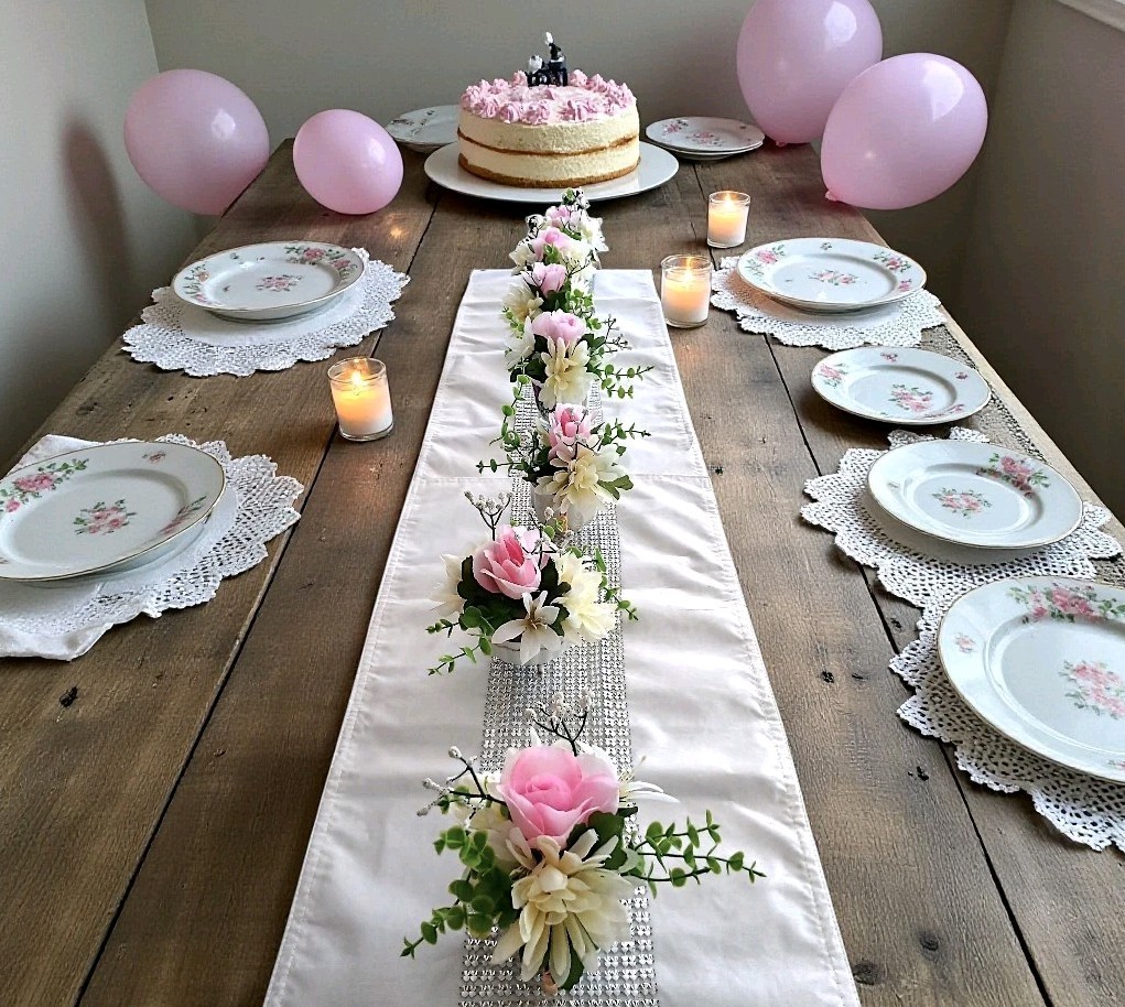 Tea Party Pink Rose Chrysanthem Silk Floral Arrangement Bridal Birthday POP-IN