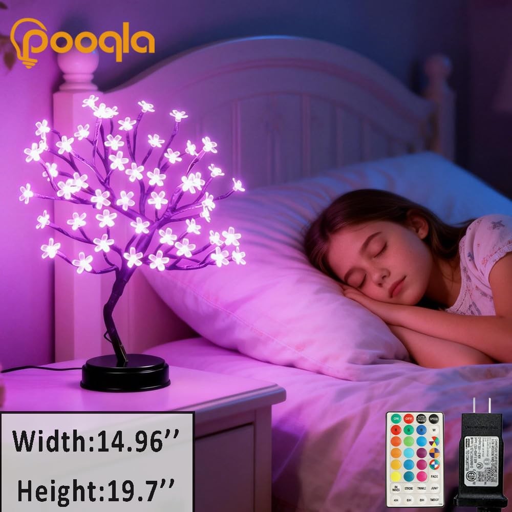 18 Inch 48 LED RGB Cherry Blossom Tree Light with Remote 16 Color-Changing LE…