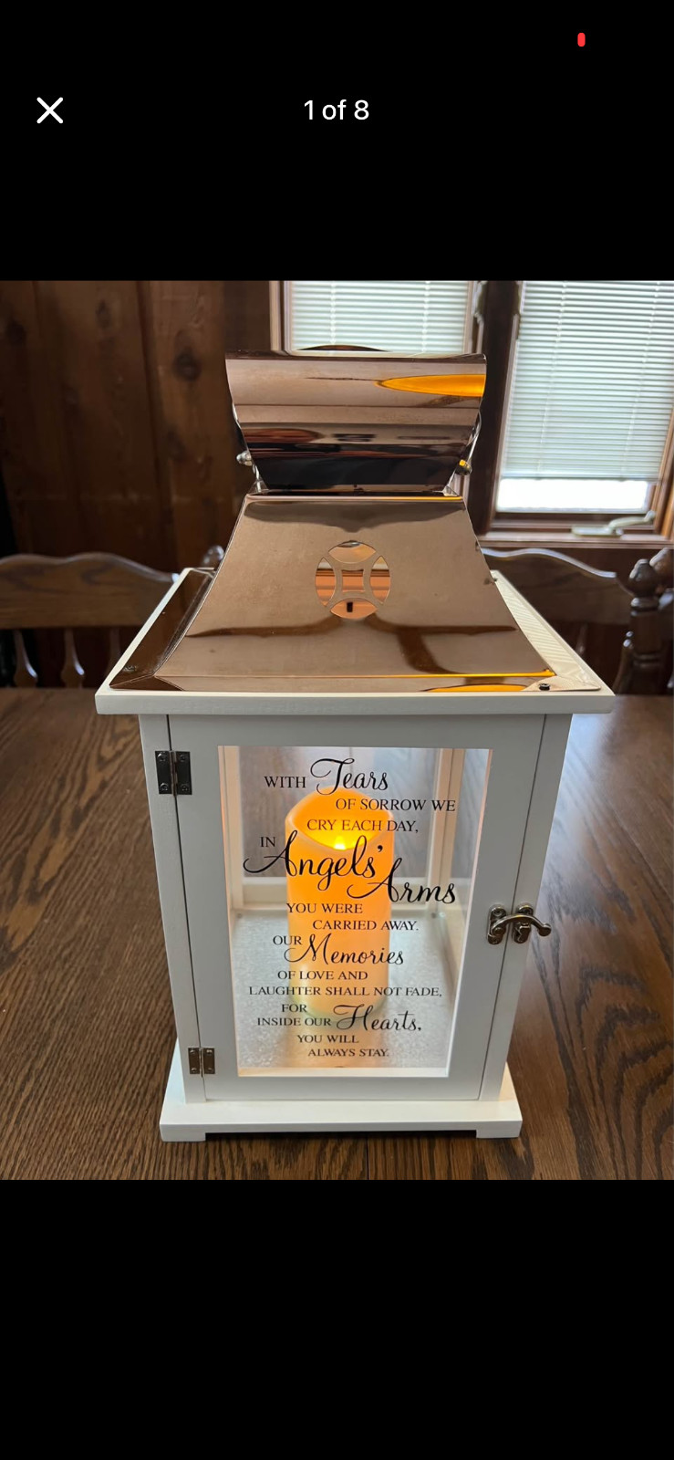 Memorial Lantern White with Copper Top – Gift, Sympathy, or Funeral