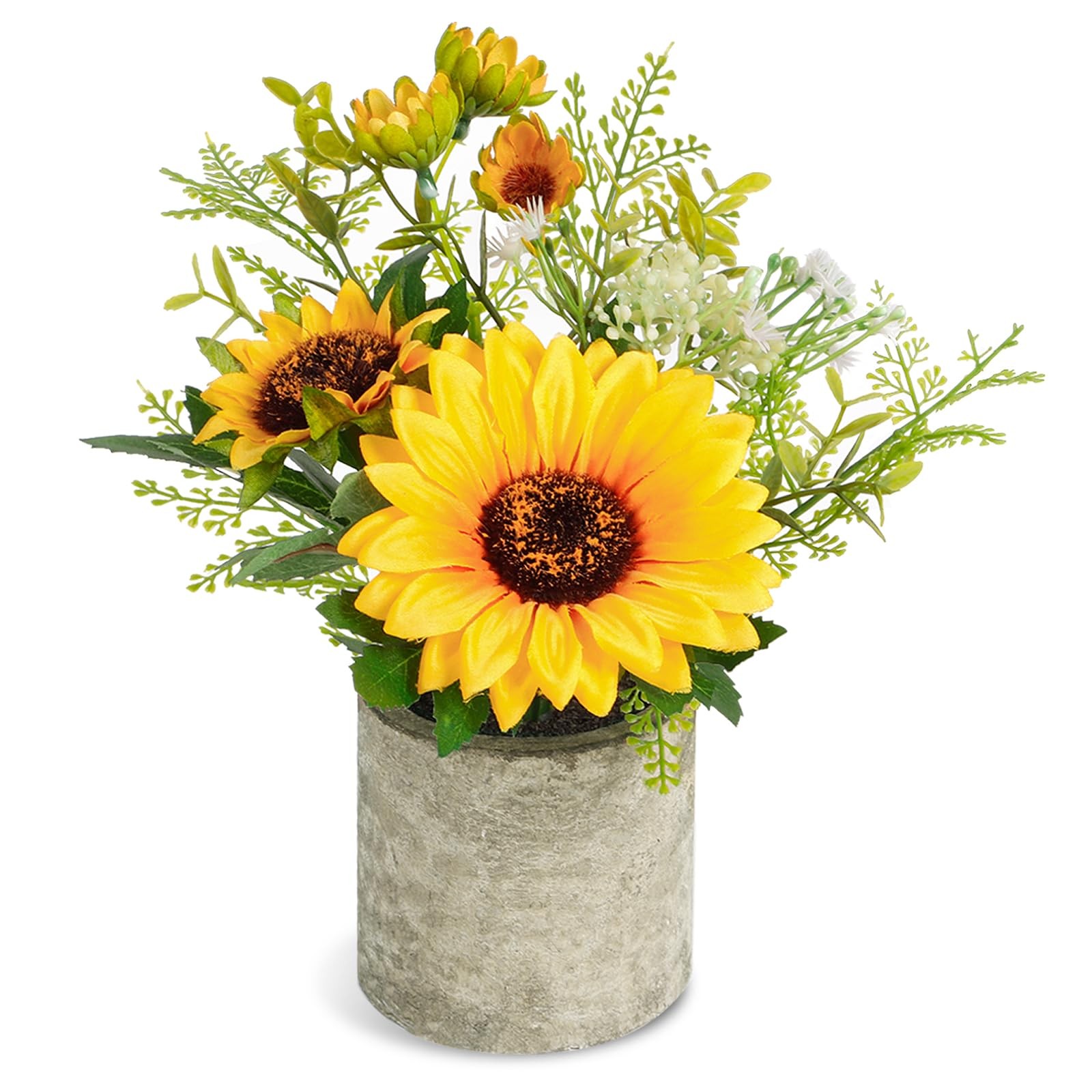 Yellow Artificial Sunflower Fake Flower In Pot Home Bathroom Kitchen Decor