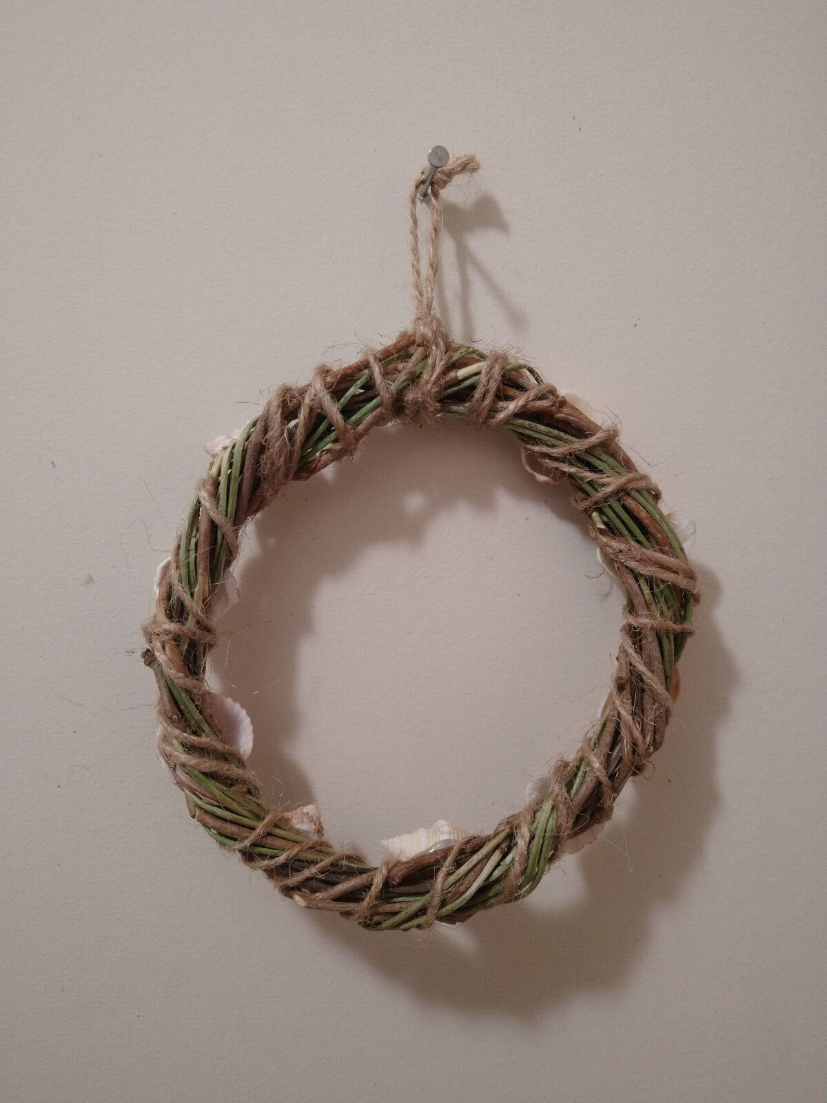 Adorable hand made 5″ sea shell wreath  beach decor tree ornament