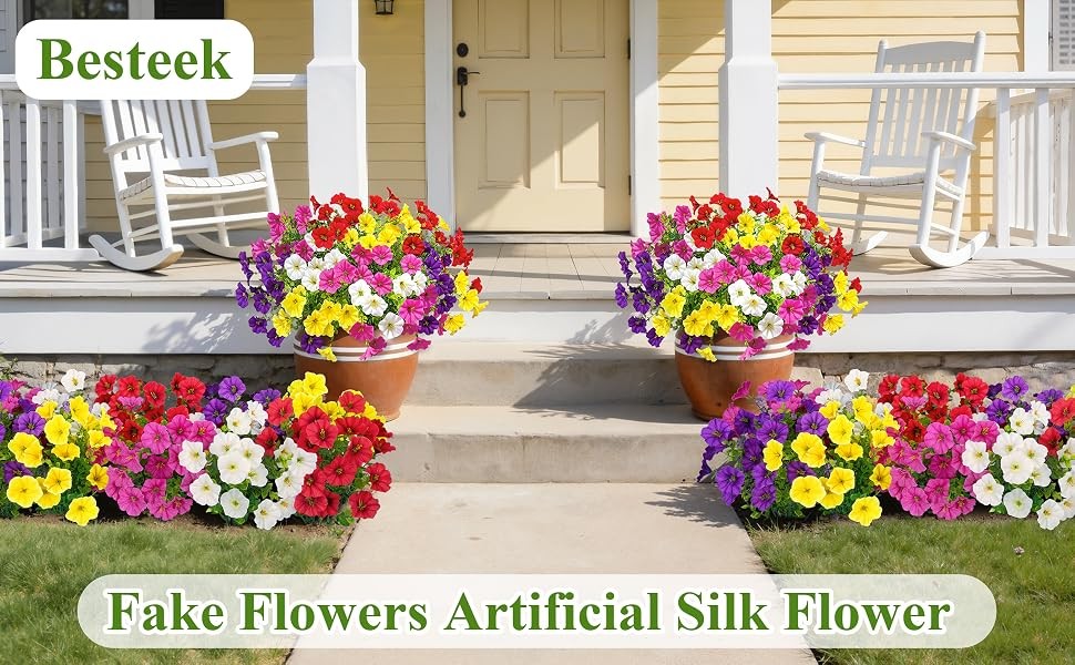 20 Pcs Artificial Morning Glory Flowers for Outdoors, Multicolor | Realistic