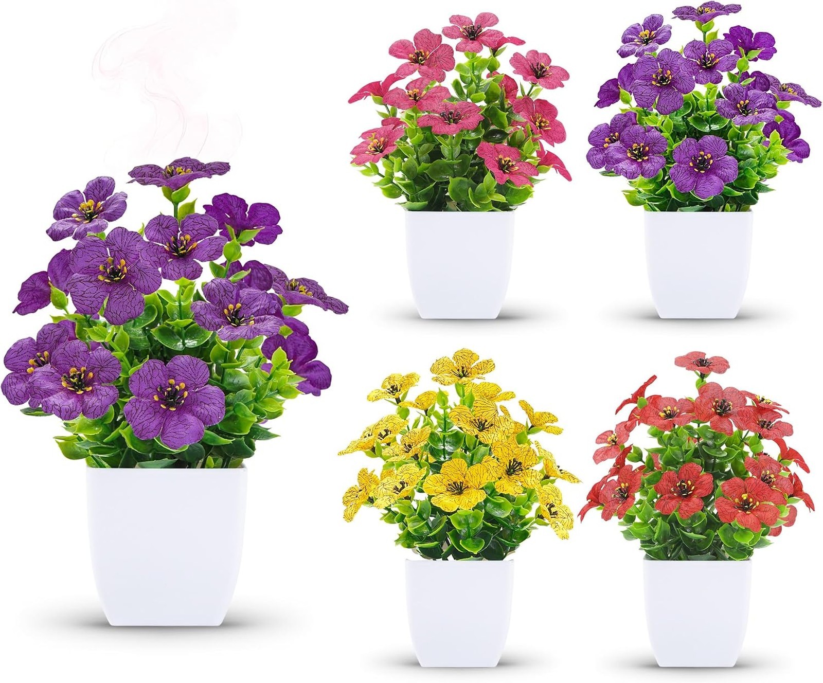 Artificial Plants with Fragrant Discs for Bathroom Bedroom Office Decor, 4 Pack
