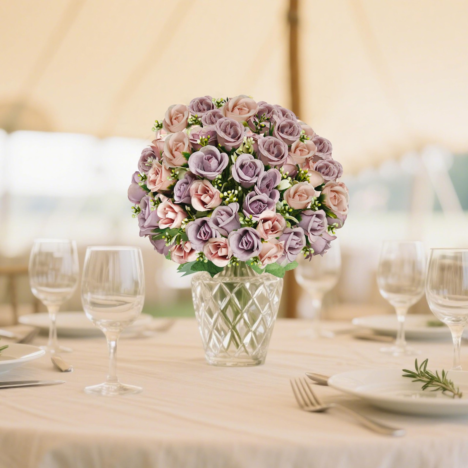6 Stems Roses Artificial Flowers,Roses Bouquet with Leaf,Fake Flowers for Wed…