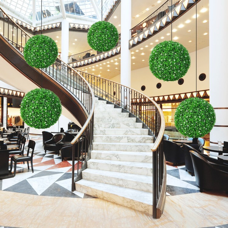 Topiary Ball Artificial Hanging Ball 2 Pack Faux Boxwood Plant Garden Home Decor
