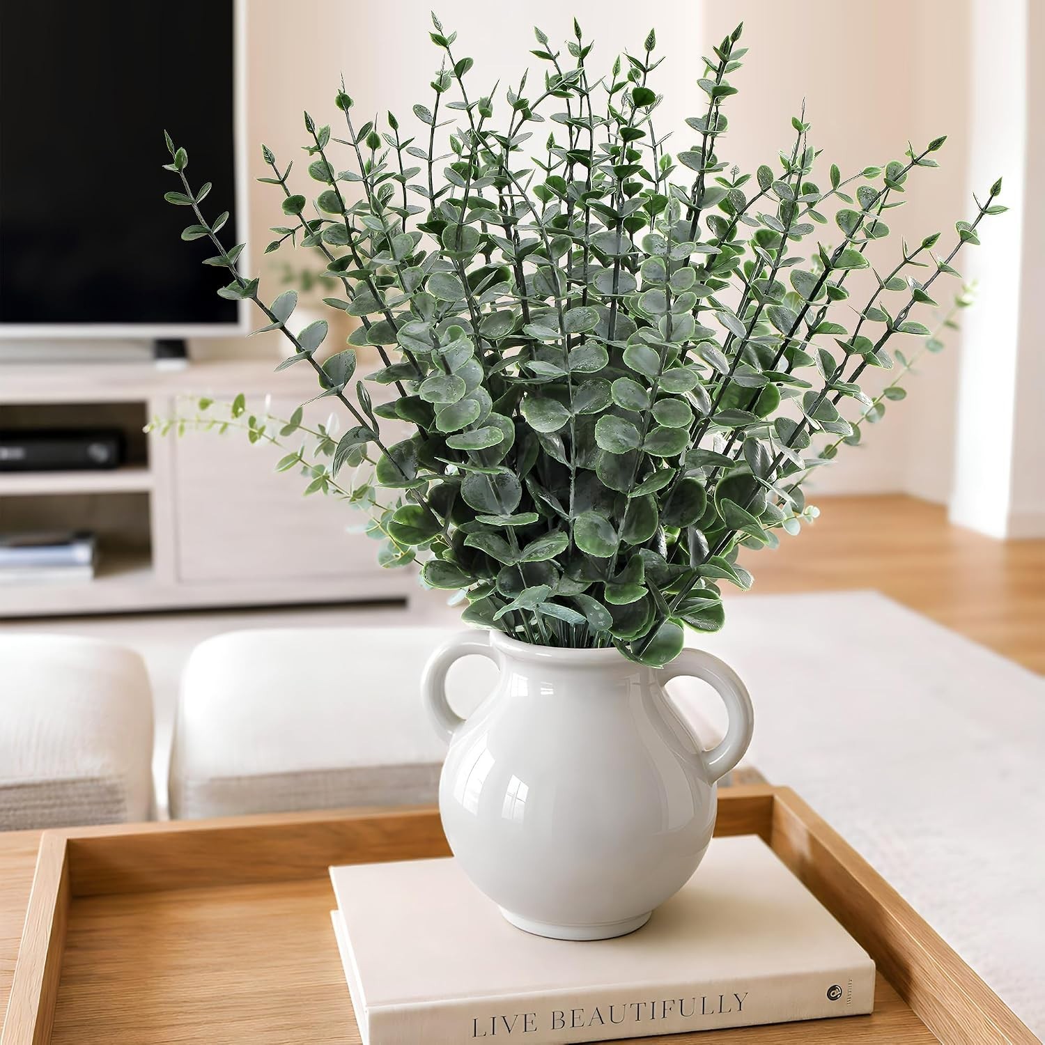 40pcs Artificial Eucalyptus Stems Fake Eucalyptus Leaves Greenery Stems for I…