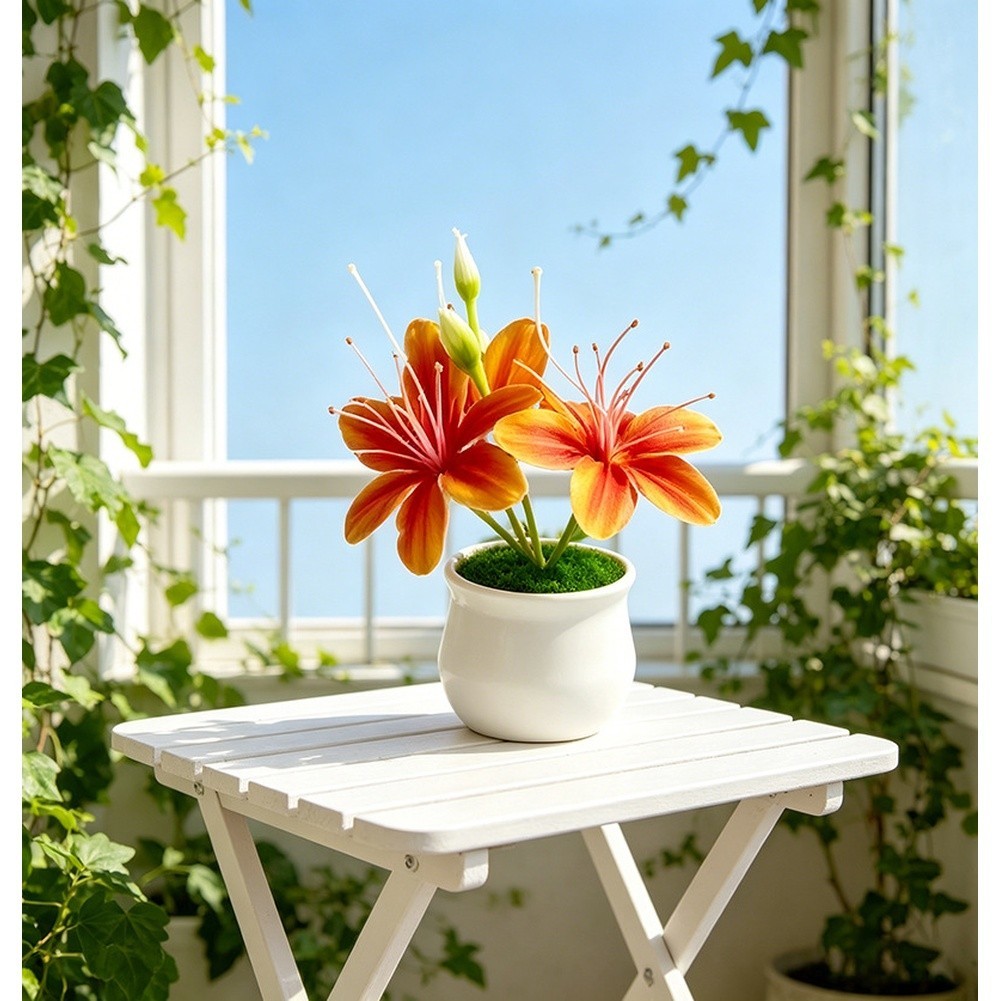 Soft Rubber Like Artificial Jasmine Flower Pot 10.5cm for Modern For Home Decor