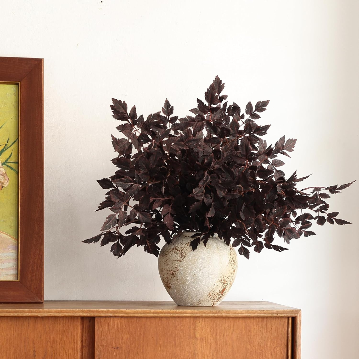 6 Pack Artificial Plum Cimicifuga Leaf Sprays, 24″ Faux Ramosa Branches for Vase