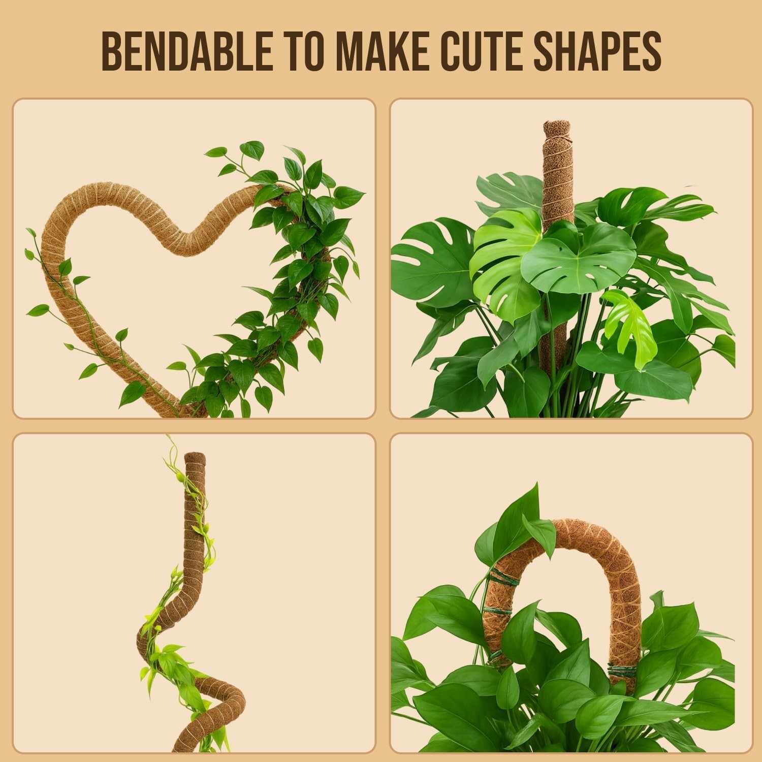 Moss Pole Monstera Plant Support – 2 Pack 28” Bendable Moss Pole Monstera